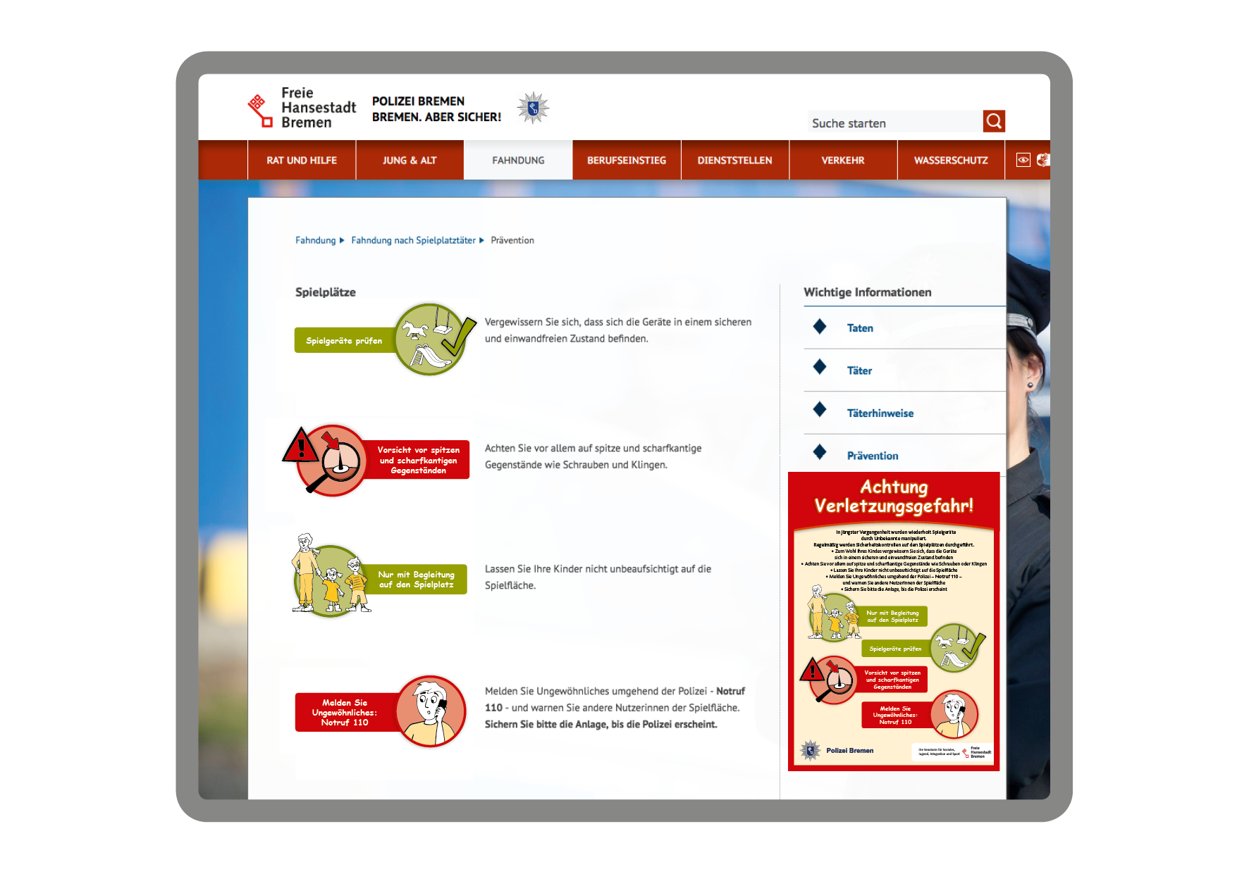 Website Polizei Bremen