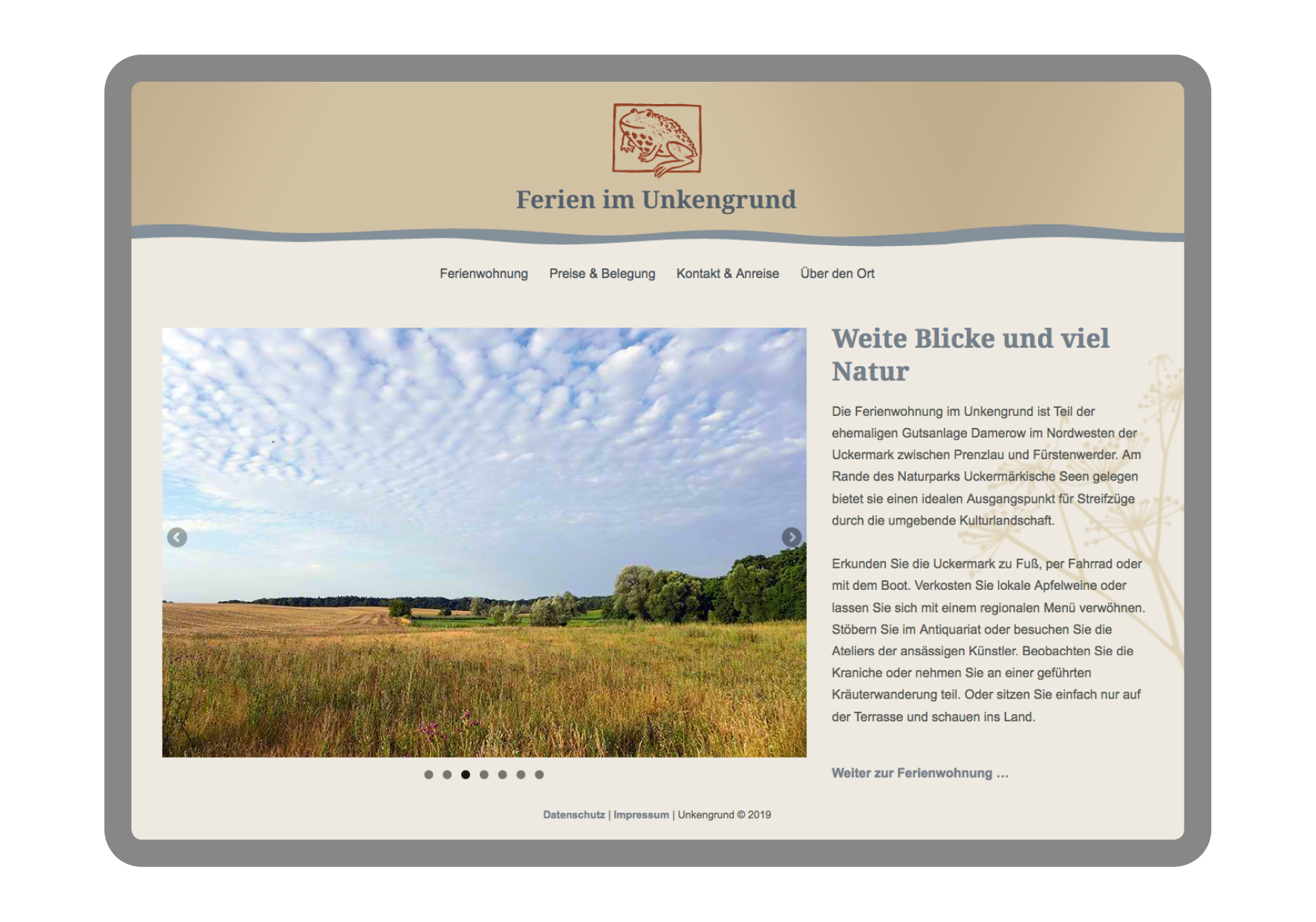 Website Ferienwohnung Unkengrund